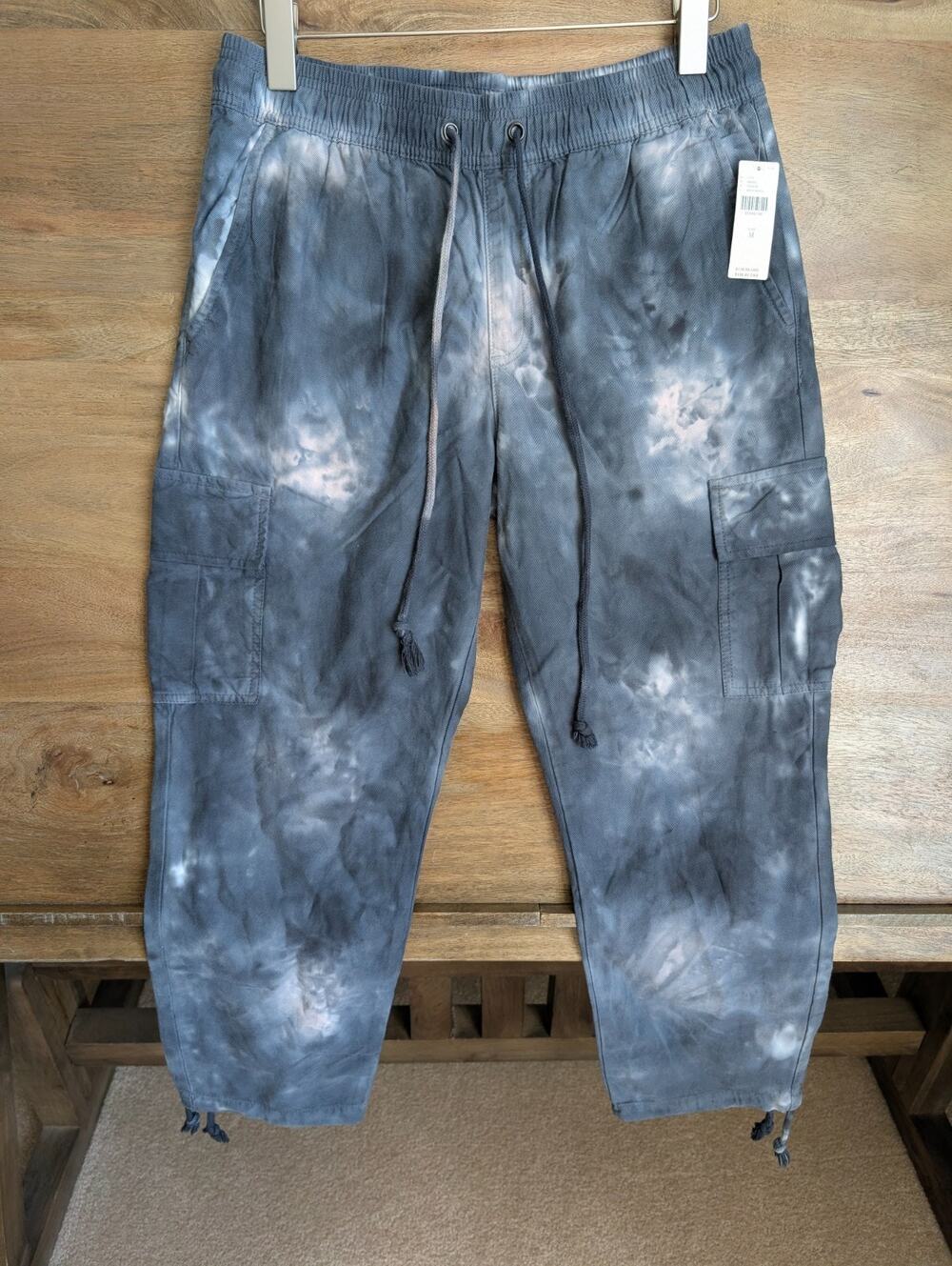 NWT Sanctuary x Anthropologie Cargo Pants Womens M Navy Marin Tie Dye Drawstring